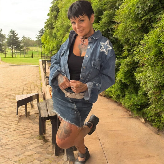 veste jeans etoiles - L'autre mode