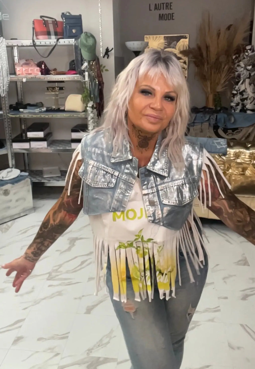 Veste jeans painting quickly - L'autre mode