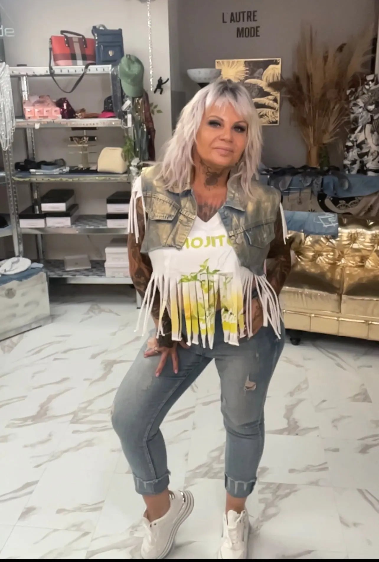 Veste jeans painting quickly - L'autre mode