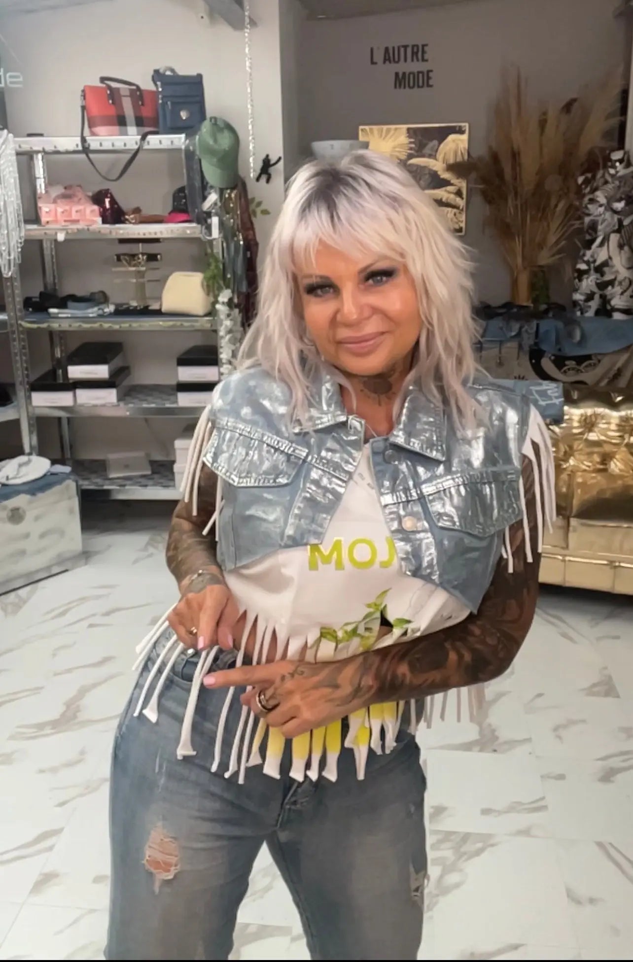 Veste jeans painting quickly - L'autre mode