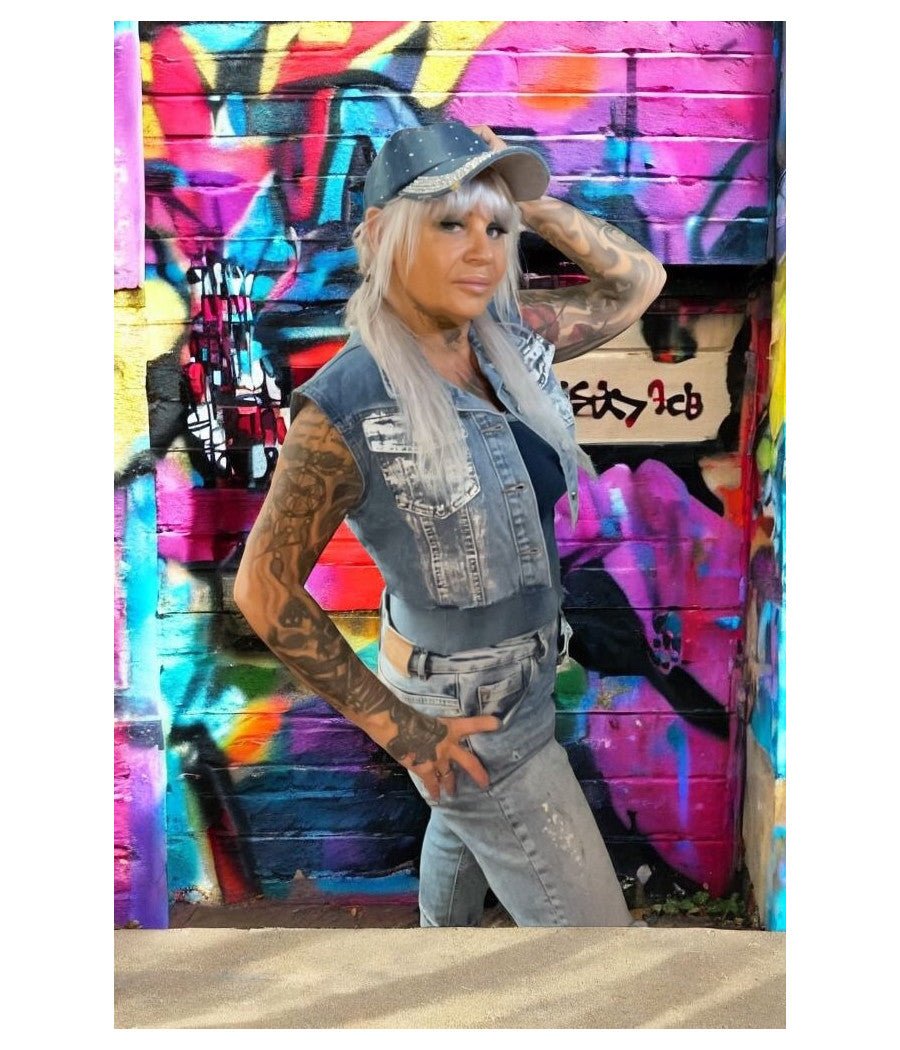 veste jeans sans mache argent trempé - L'autre mode