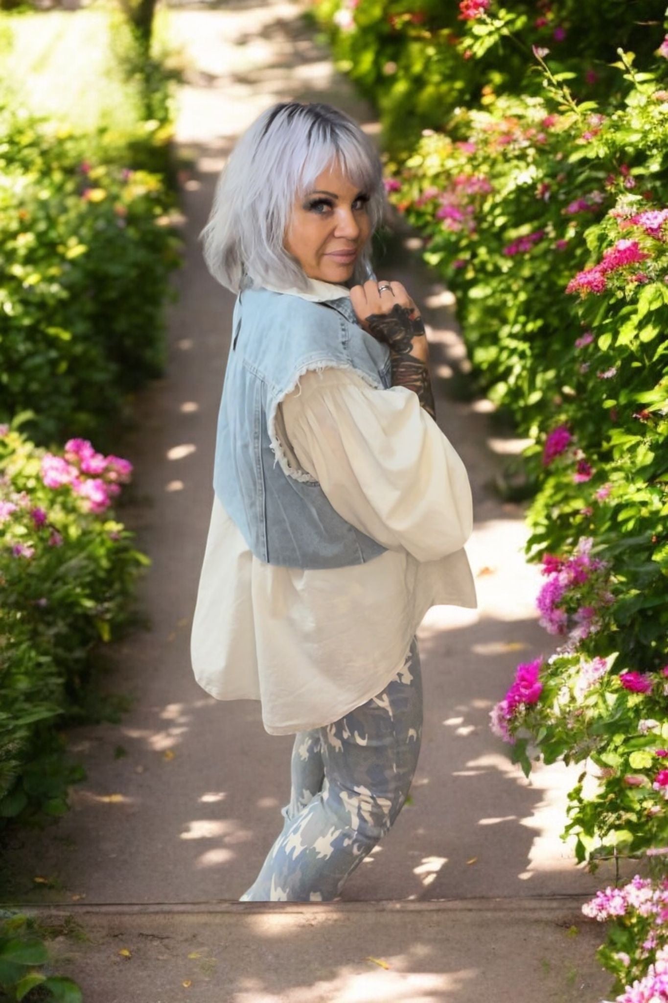veste jeans sans manche crops - L'autre mode