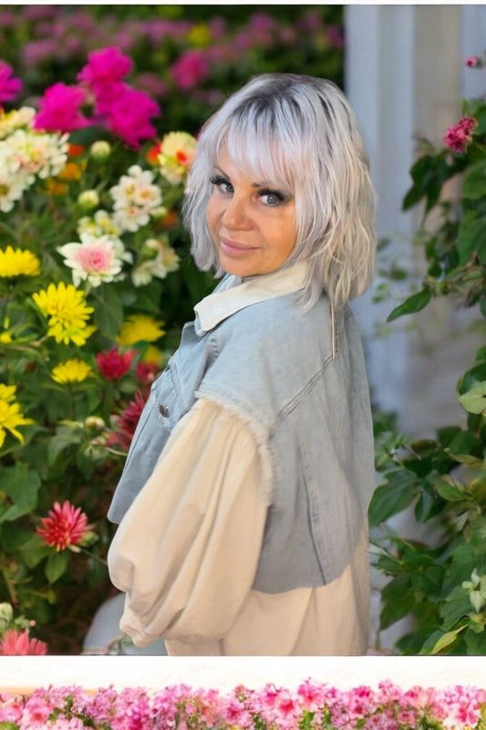 veste jeans sans manche crops - L'autre mode