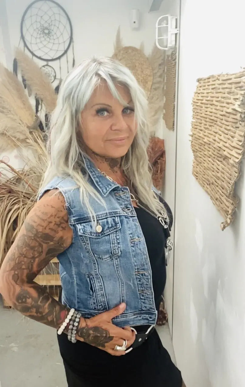 VESTE JEANS SANS MANCHES - L'autre mode