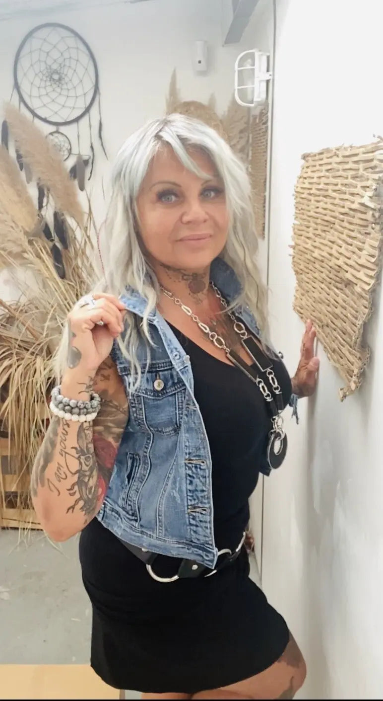 VESTE JEANS SANS MANCHES - L'autre mode