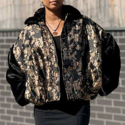 veste or et noir double matière - L'autre mode