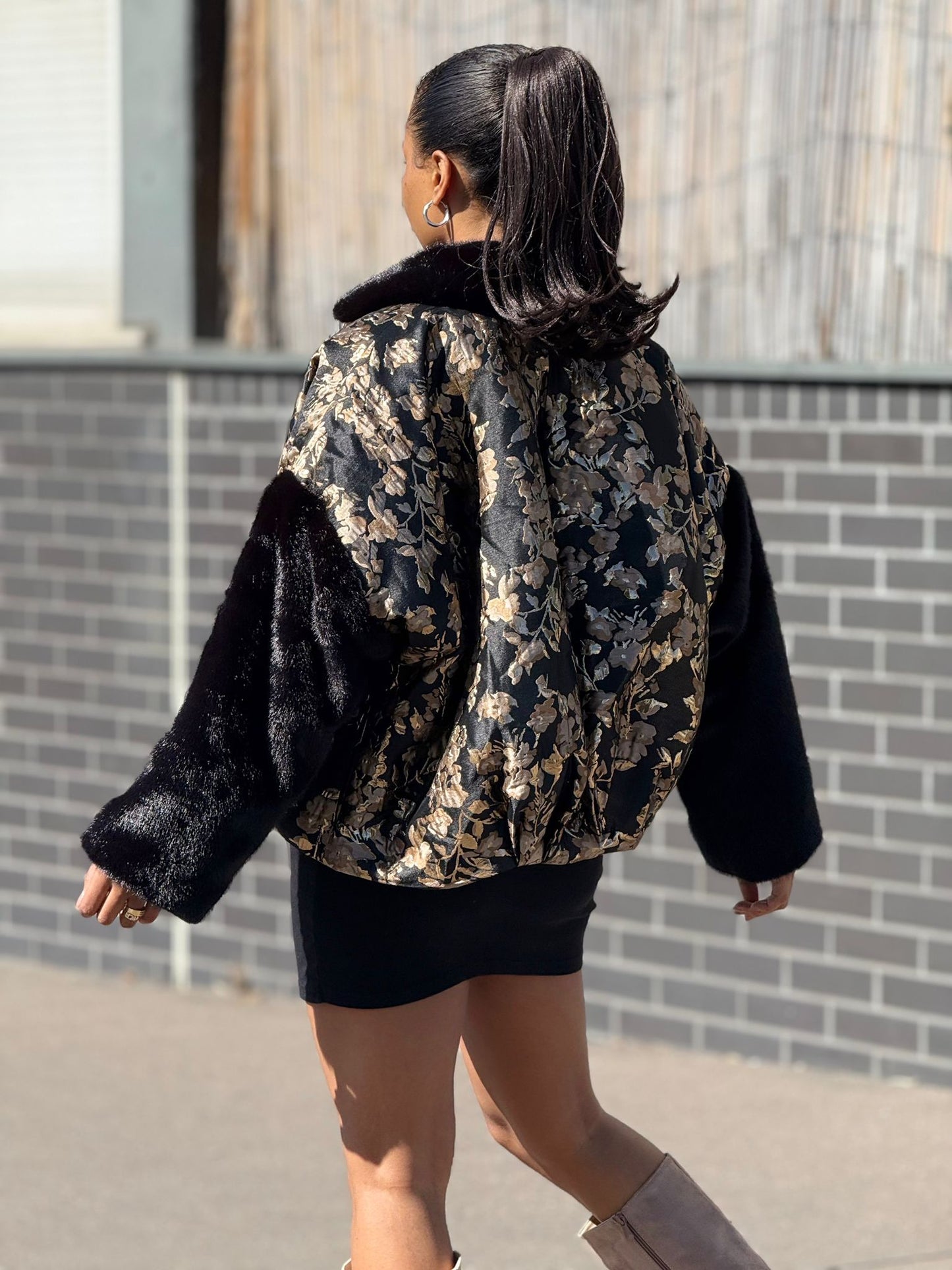 veste or et noir double matière - L'autre mode