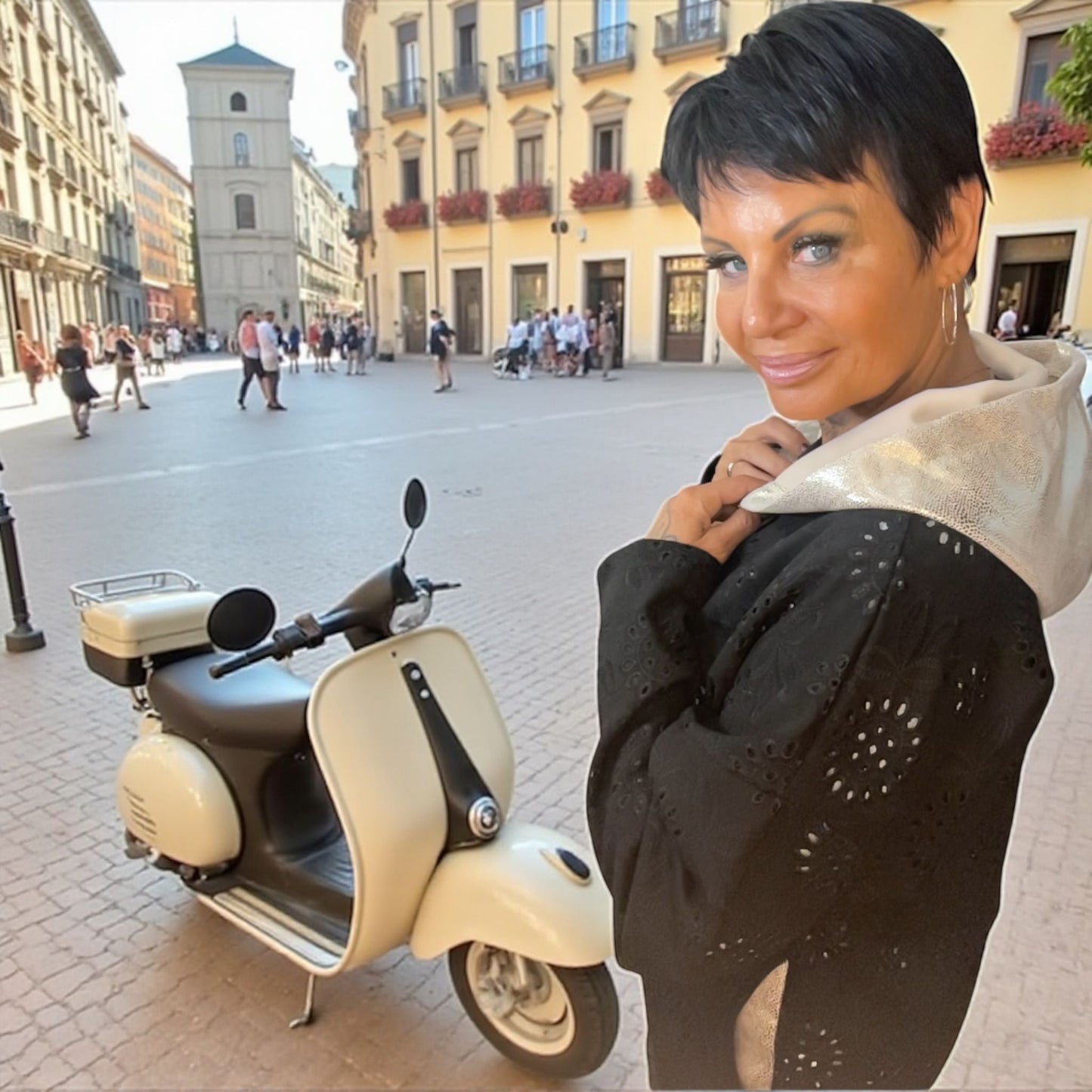 veste suédine dentelle capuchon d'or - L'autre mode