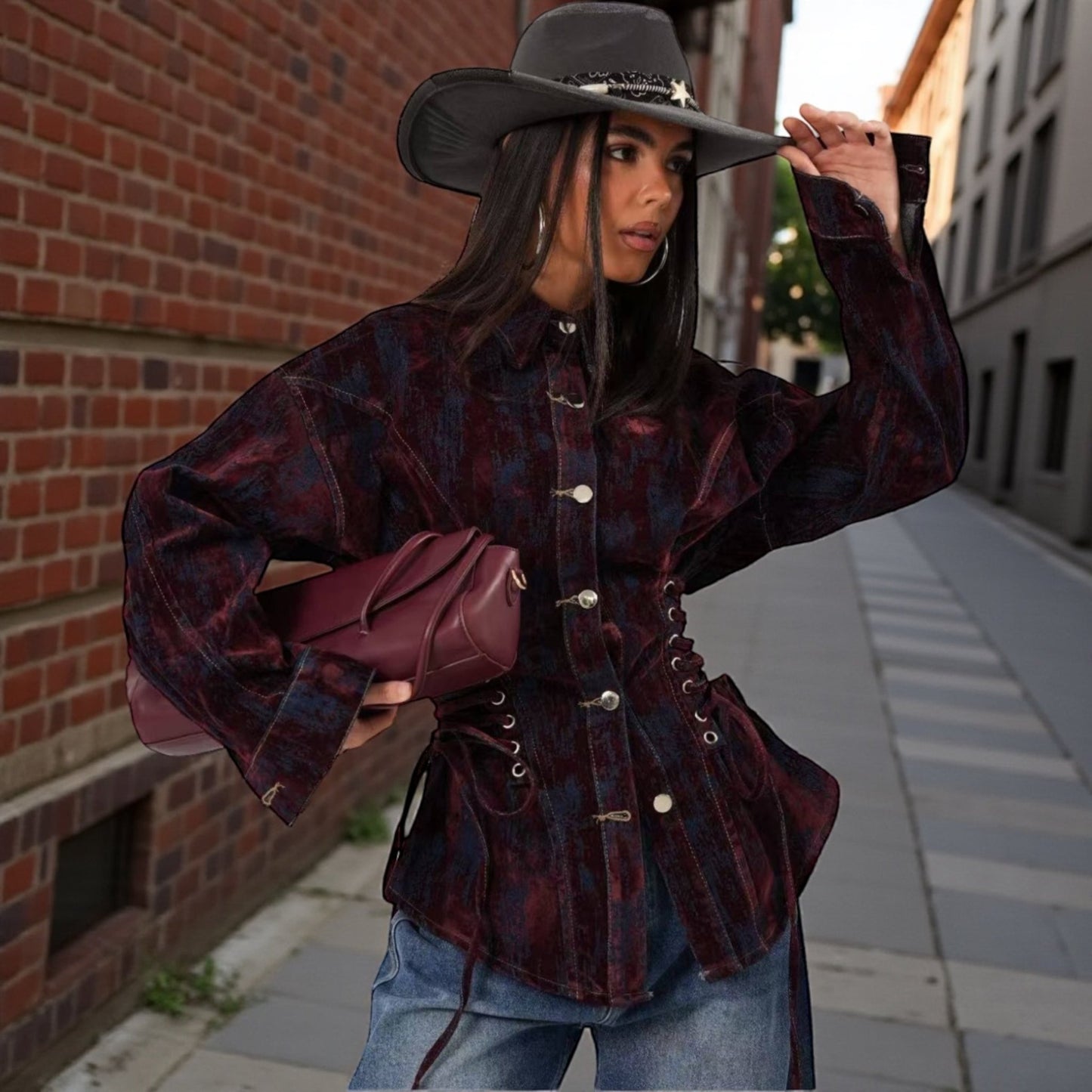 Veste velours lacets - L'autre mode