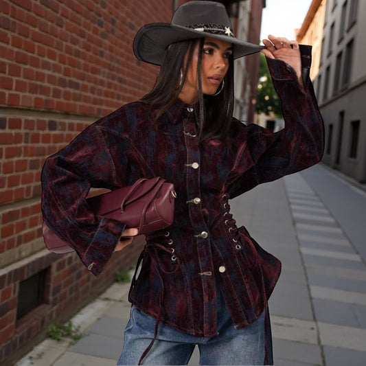 Veste velours lacets - L'autre mode